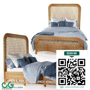 Aurelio wicker queen bed